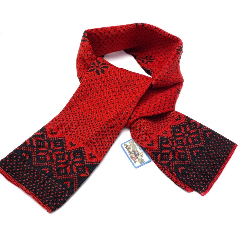 Unisex Reversible Long Knit Winter Scarf Red & Black